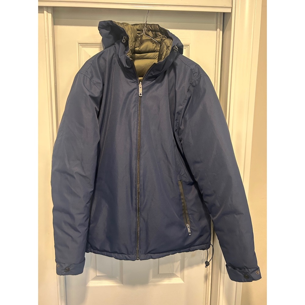 7Diamonds Eureka Reversible Hooded Jacket Mens Medium Navy‎ Olive Green Puffer